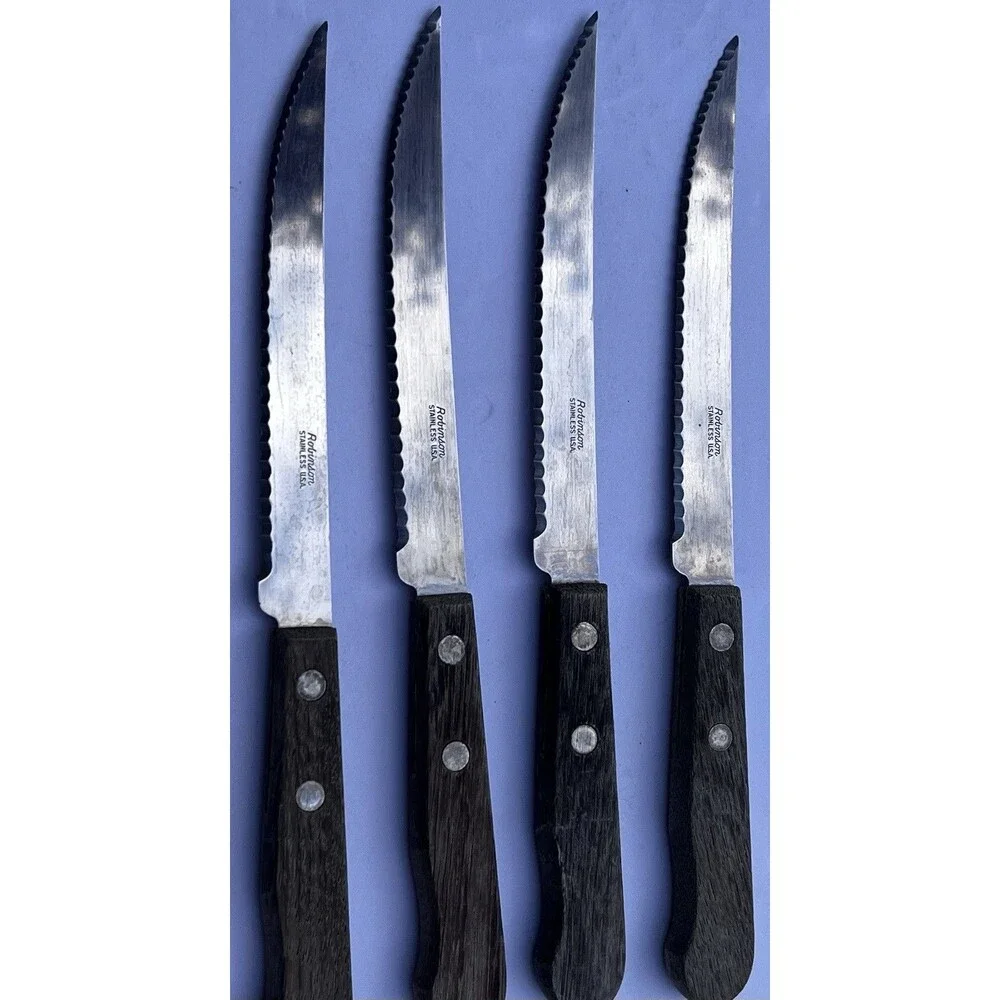 Vintage 1960s  Robinson Stainless USA Steak Knife Set of 4 Serrated Knives